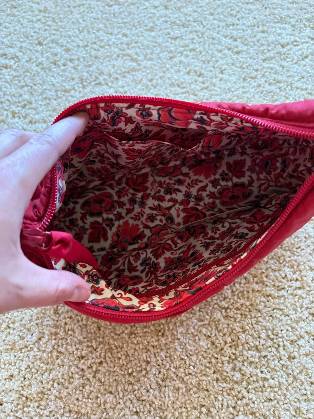 Vera Bradley Frannie Crescent Crossbody Cardinal Red Quilted‎ Shoulder Bag NWT